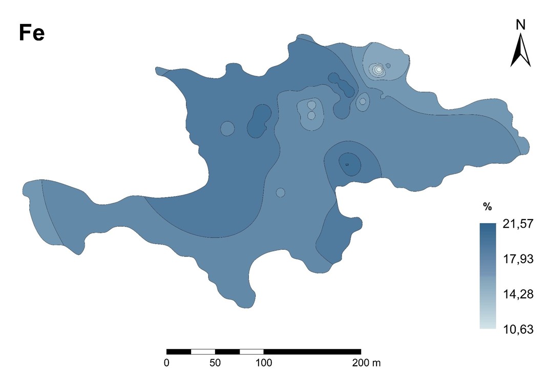 Figure 6. Distribution of Fe at the Libiola dump-field.