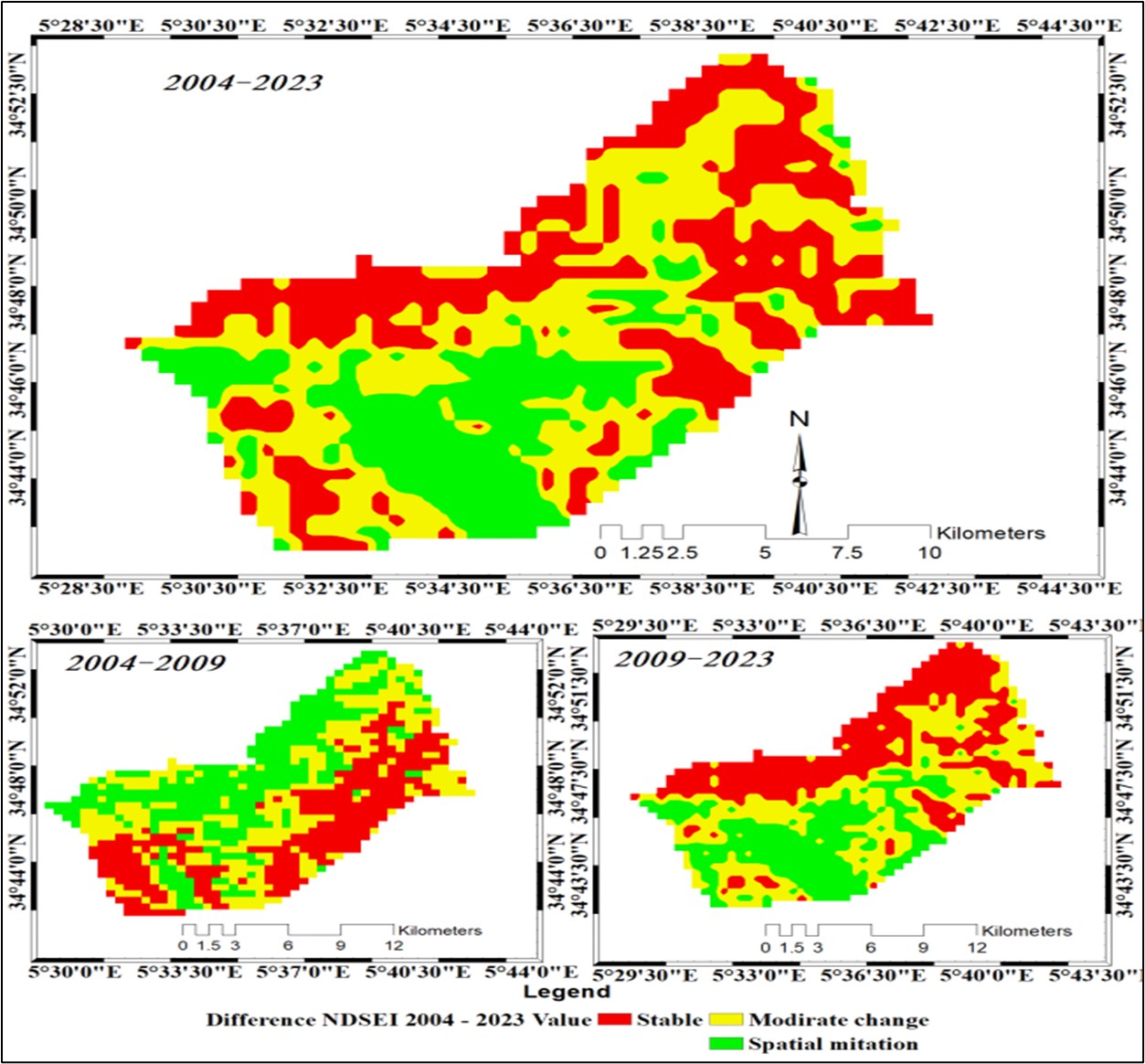 Figure 8. NDSEI spatial changes between 2004-2023.