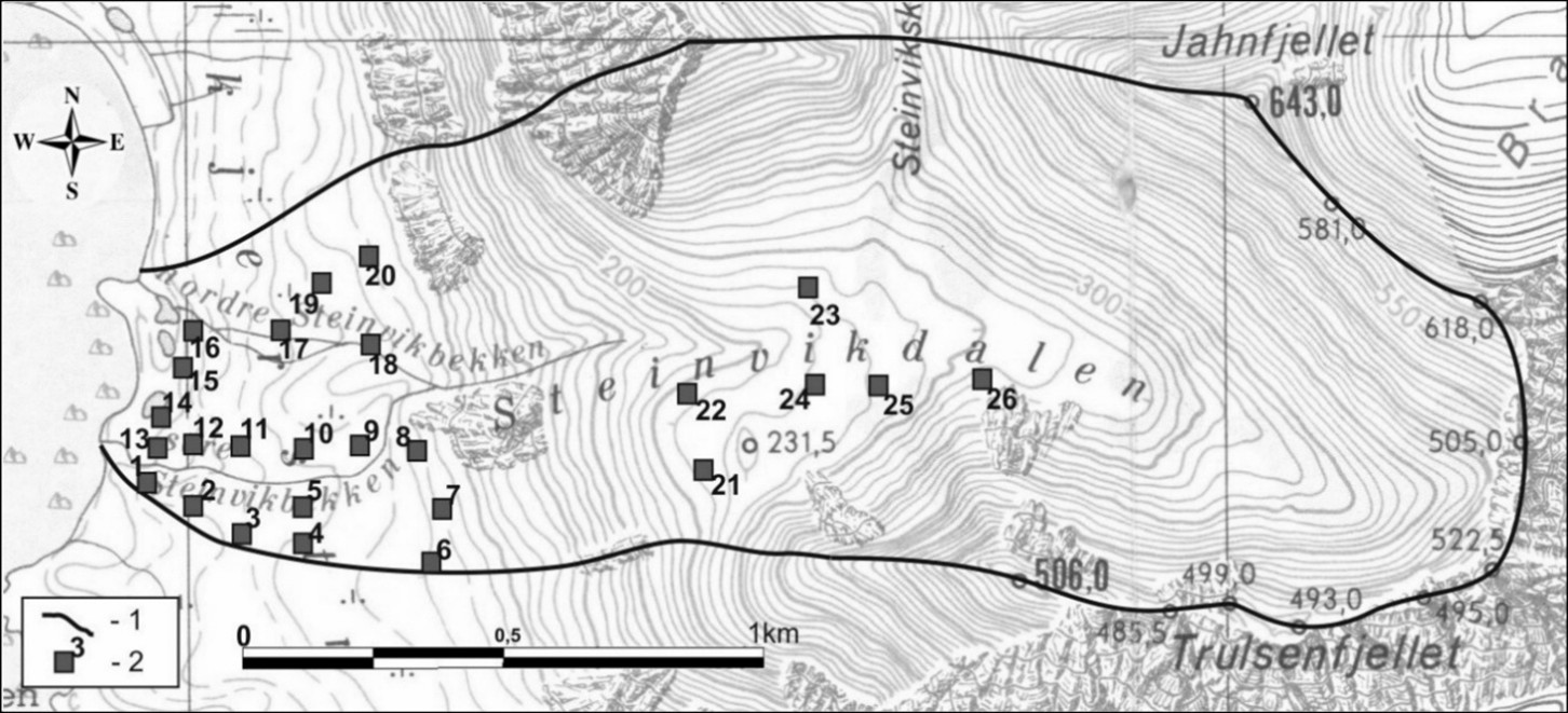 Figure 2. The location of measurement points for Porchet method in the Steinvik catchment area.