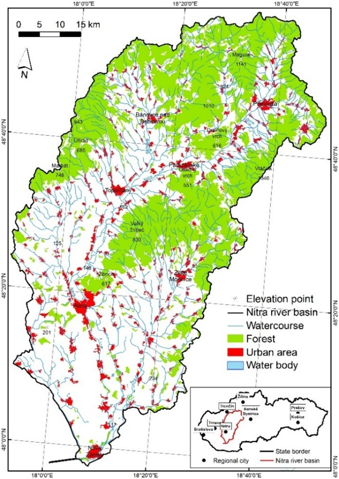 Figure 1. Study area of Nitra River Basin in Slovakia.