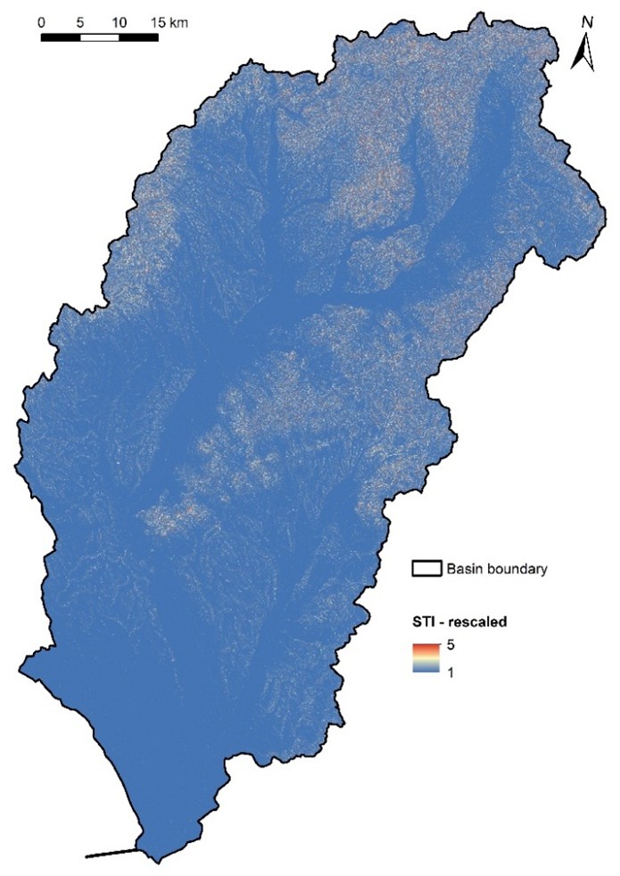Figure 7. Rescaled STI in the Nitra River Basin.