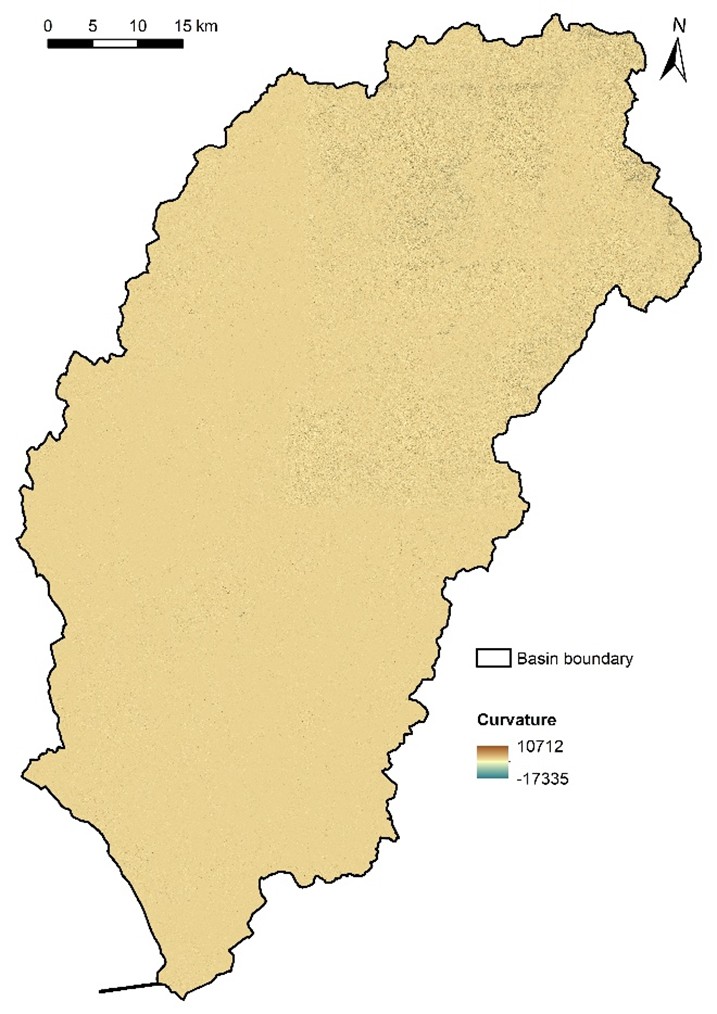 Figure 8. Original curvature in the Nitra River Basin.