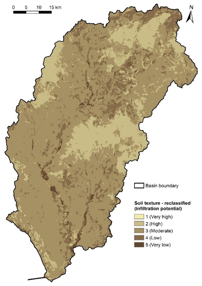 Figure 13. Reclassified soil texture in the Nitra River Basin.