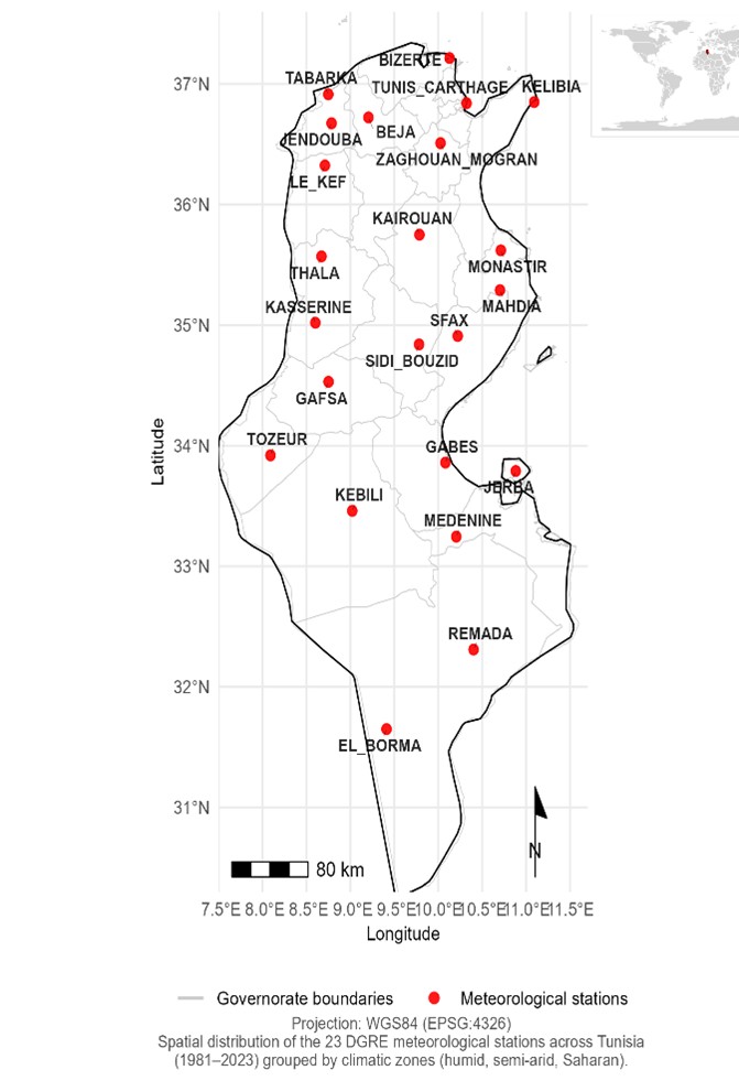Figure 2. Spatial distribution of the selected monitoring stations.