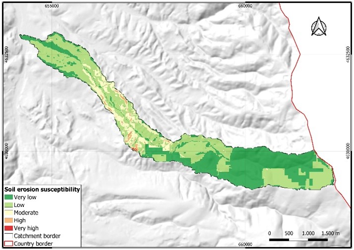 Figure 6. Soil erosion susceptibility map of the Crnička Reka catchment (according to Z coefficient values).