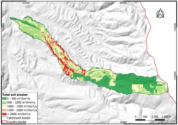 Figure 7. Soil erosion map of the Crnička Reka catchment.