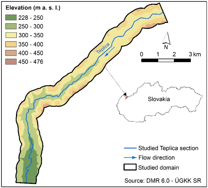 Figure 1. Studied Teplica domain and elevations.