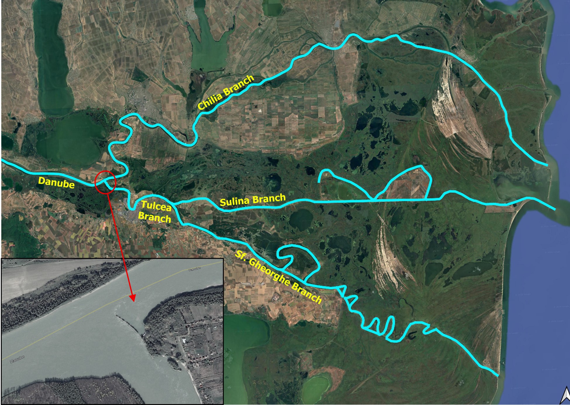 Figure 1. Hydrotechnical dike in the apex of the Danube Delta for water control.